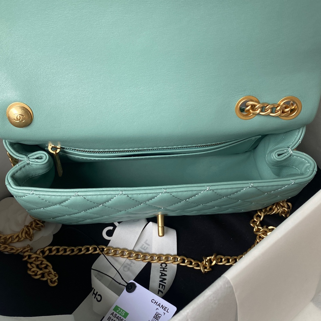 Classic Flap Lambskin Bag AS4046 Aqua Green